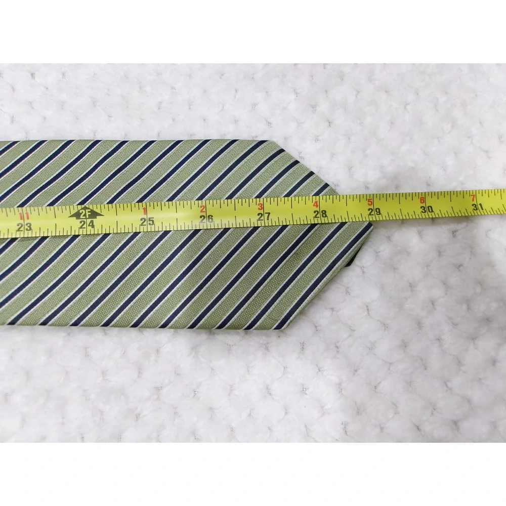 Tommy Hilfiger Mens 3.5x58 Necktie Green Blue Striped Silk Classic Business Tie